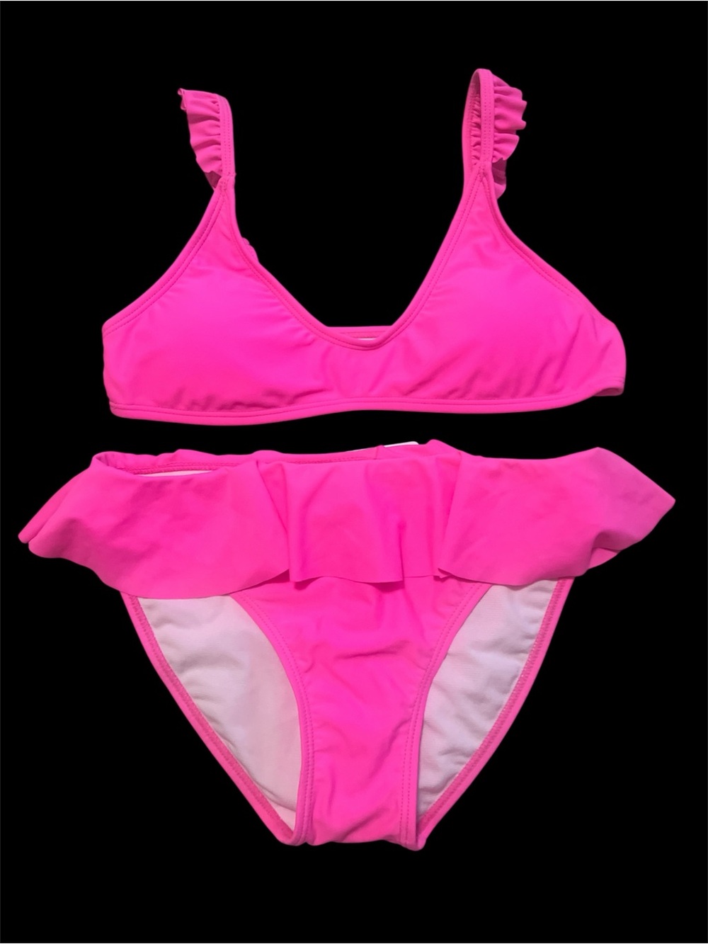 Snapper Rock Girls Neon Pink Ruffle Bikini